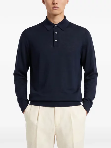 Lung tricou polo Kiton albastru
