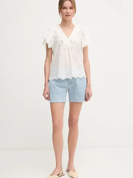 Pepe Jeans szorty jeansowe REGULAR SHORT HW MABLE gładkie medium waist niebieski
