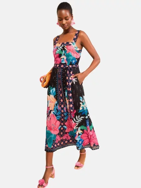 Love & roses Rochie turcoaz / portocaliu / roz deschis negru