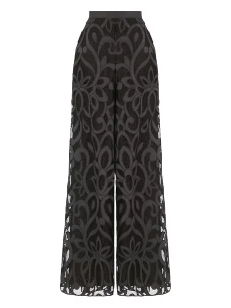 Pantaloni Temperley London cu model floral din dantelă negru