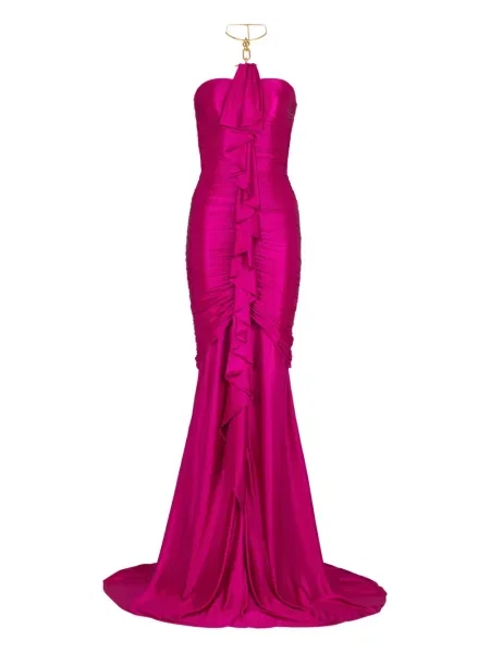 Rochie Balmain drapată de costum roz
