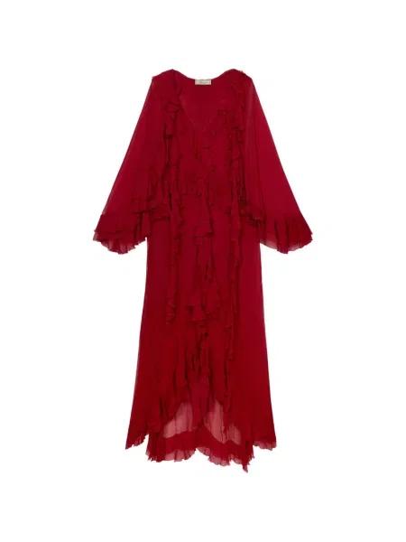 Макси рокля Blumarine с волани червено