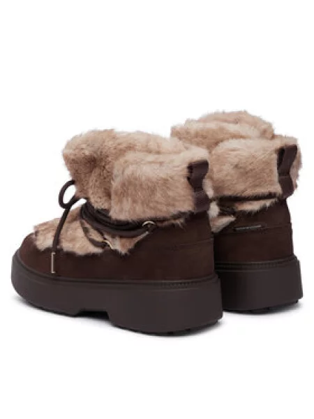 Snehule Tommy Hilfiger Fur Suede Lace-Up Snow Boot hnedá