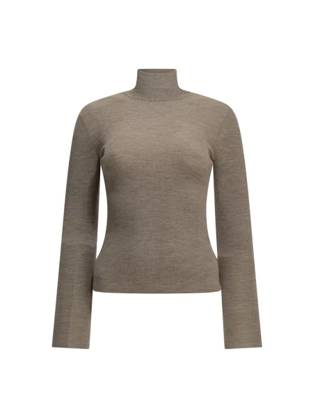 Sweter z golfem Max Mara wełniany do golfa beżowy