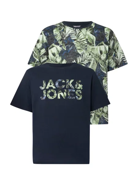 JACK & JONES Tricou JJEJEFF albastru / bleumarin / verde deschis negru