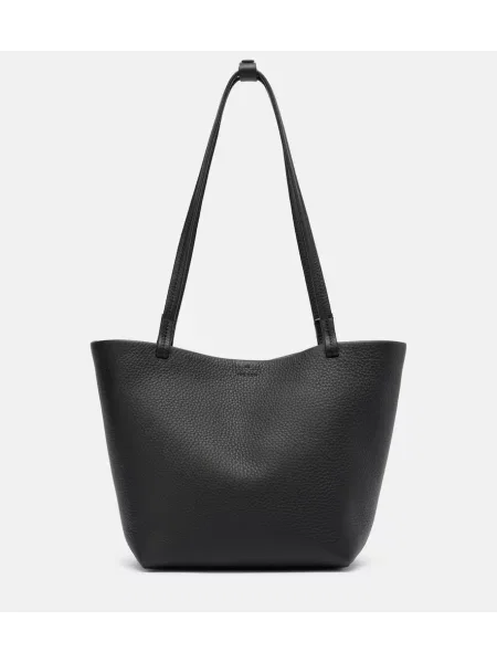 Kožená shopper kabelka The Row černá
