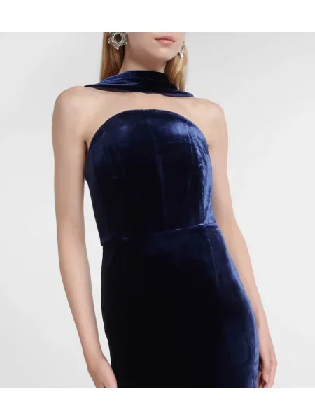 Zamatové šaty Roland Mouret modrá