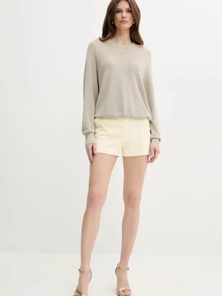 Elisabetta Franchi szorty żółty gładkie high waist beżowe