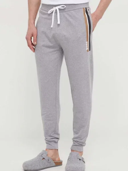 BOSS pantaloni de trening din gri cu imprimeu negru