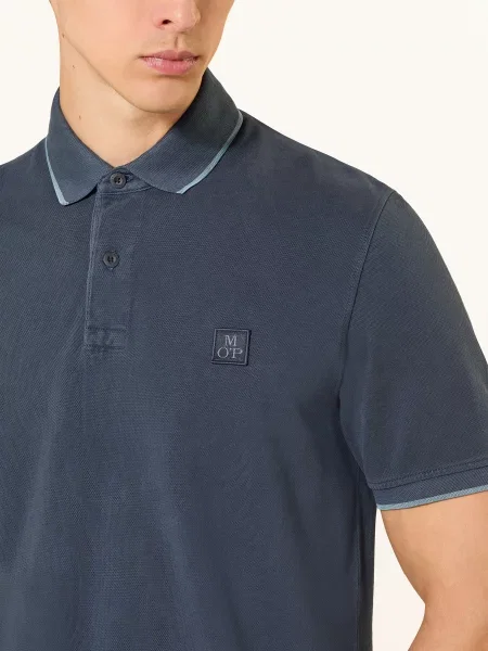 Marc O'polo Koszulka Polo Z Pikowanym Wzorem blau niebieska