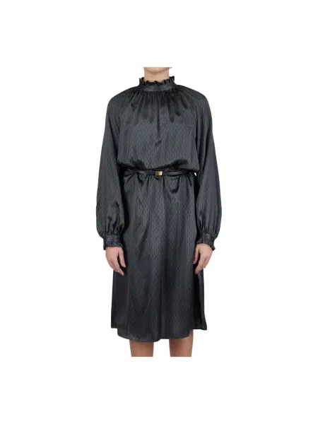 Sukienka midi Kiton w geometryczne wzory czarna