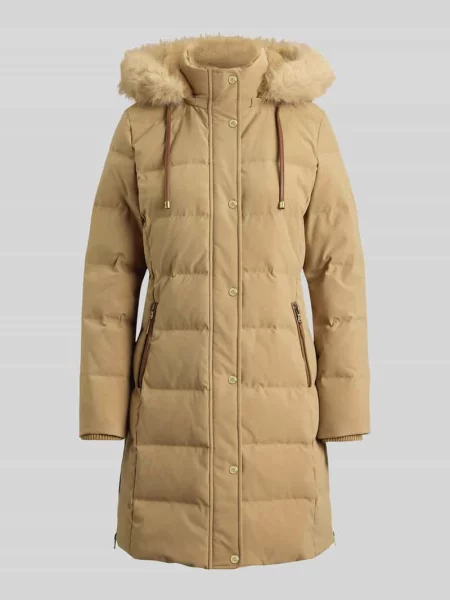 Płaszcz puchowy o kroju regular fit z obszyciem ze sztucznego futra Lauren Ralph Lauren