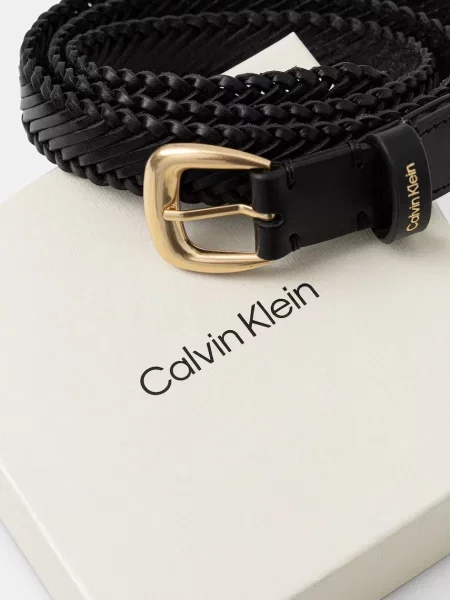 Bőr fonott öv Calvin Klein fekete