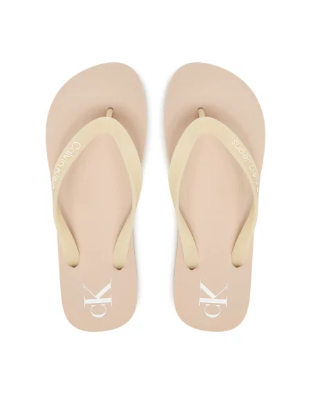 Šlepetės per pirštą Calvin Klein Jeans Beach Sandal Transparent Tpu rožinė