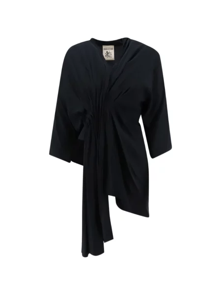 Top Semicouture asimetric drapat negru