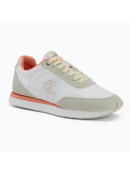 Дамски обувки Calvin Klein Retro Runner Lace Up Nylon Mg brilliant white/light cashew/pink бяло
