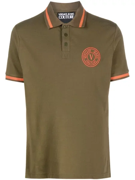 Polo Versace Jeans Couture cu broderie verde