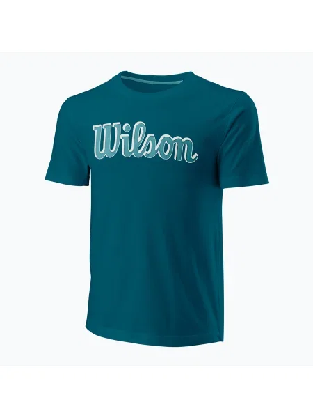 Мъжка тениска Wilson Script Eco Cotton Tee синя/коралова синьо