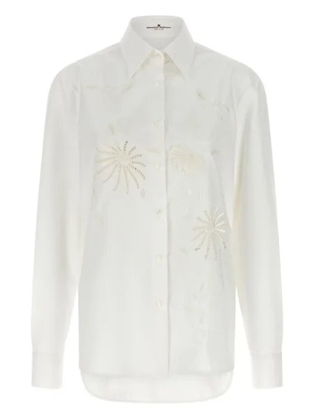 Cămașă Ermanno Scervino cu broderie cu model floral alb