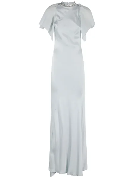 Rochie maxi Amen din satin de costum albastru