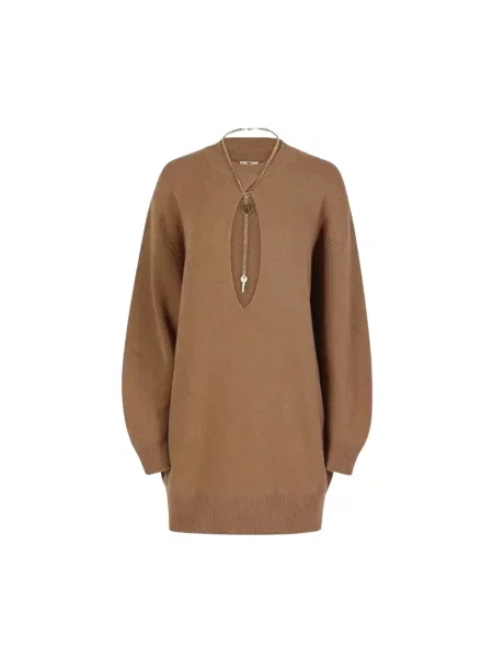 Sukienka mini Elisabetta Franchi wełniana brązowa