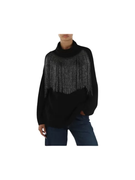 Lniany sweter Pinko czarny