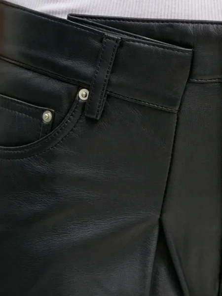 Pantaloni Won Hundred din piele plisate negru