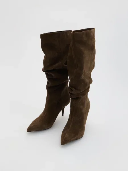 Замшевые сапоги Reserved зеленые