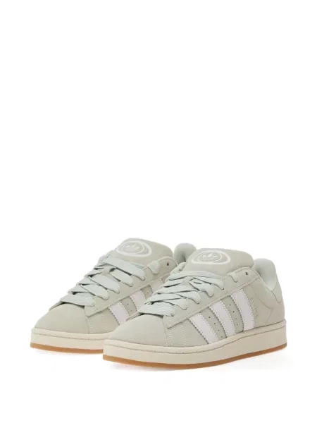 Koszulka Adidas w paski zamszowa z dekoltem w serek zielona