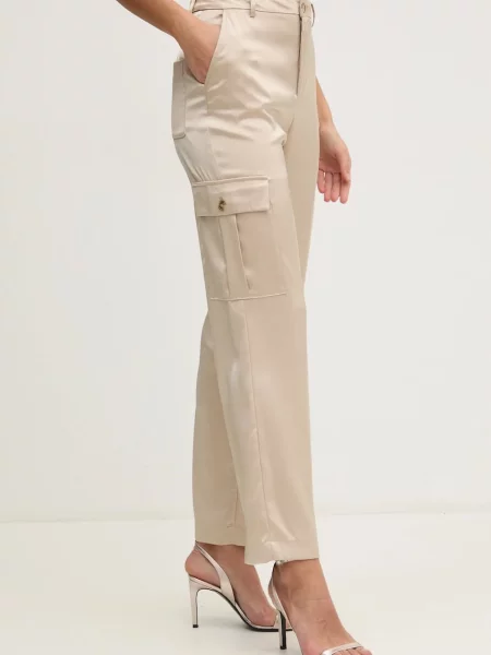 Dkny spodnie proste high waist beżowy