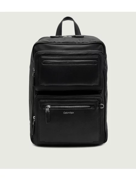 Calvin Klein Hátizsák Ssnl Raised Logo Double Pocket B fekete