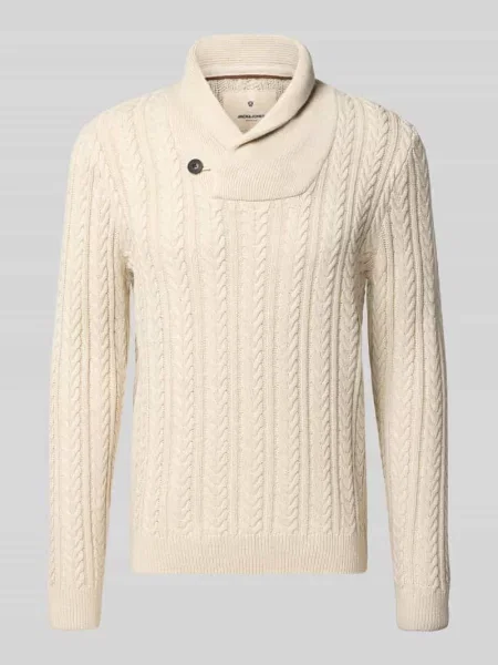Sweter z dzianiny ze stójką Jack & Jones Premium beżowy
