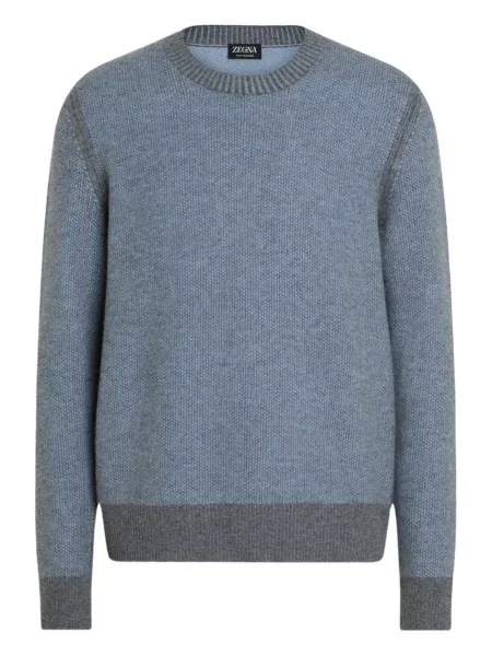 Pulover Zegna din cașmir cu decolteu rotund albastru