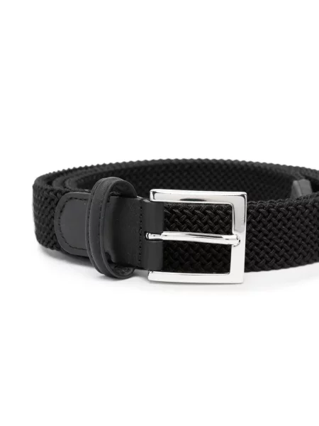 Cu centură curea Kiton din piele țesută negru