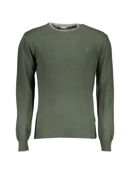 Pulover U.s. Polo Assn. cu broderie cu decolteu rotund verde