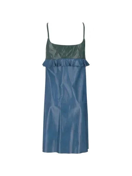 Rochie midi La Rose din piele cu volane albastru
