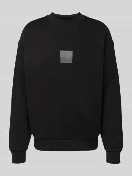 Bluza z nadrukiem z logo model ‘Split Hugo’ czarna