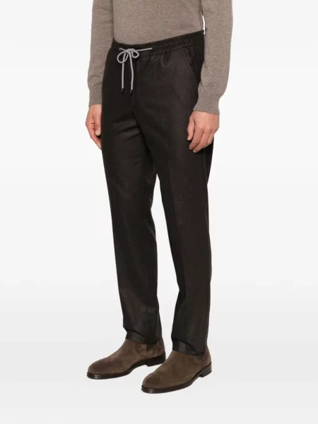 Pantaloni Corneliani de lână cu cordon maro