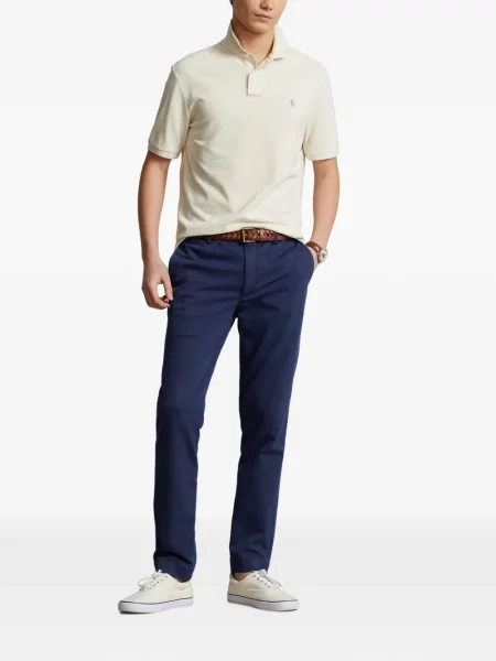 Fleece polo Polo Ralph Lauren με κέντημα με λαιμόκοψη v κόκκινο