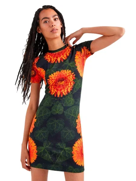 Mała mały sukienka mini Desigual w kwiatki czarna