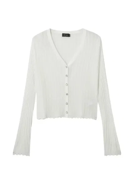 Cardigan Tout A Coup cu nervuri alb