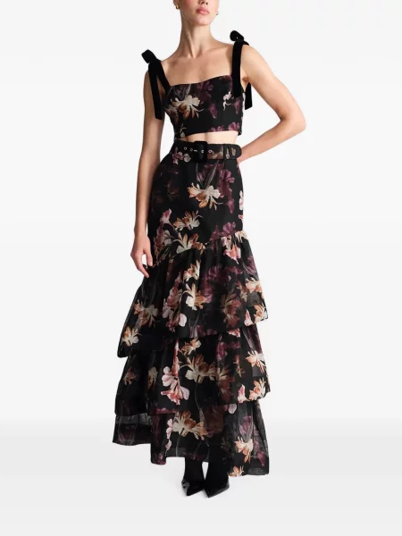 Fusta maxi Cara Cara cu model floral cu imagine negru