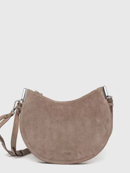 Coccinelle geantă crossbody pentru femei din piele întoarsă SUNUP SUEDE bej