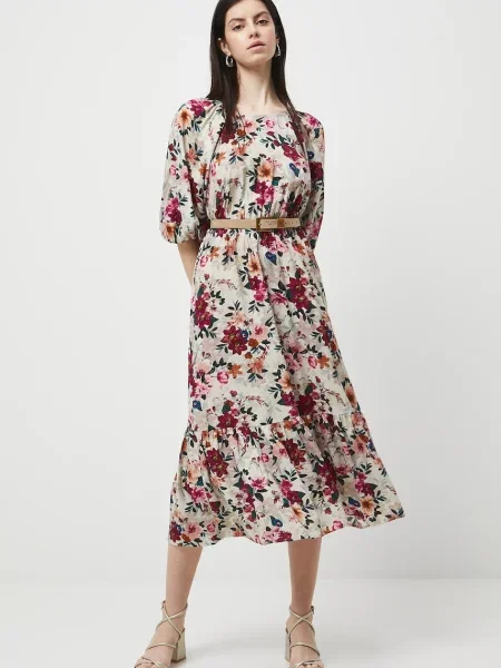 Haljina Medicine midi širi se prema dolje bež