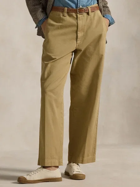 Polo Ralph Lauren Nohavice s pukmi kaki béžová