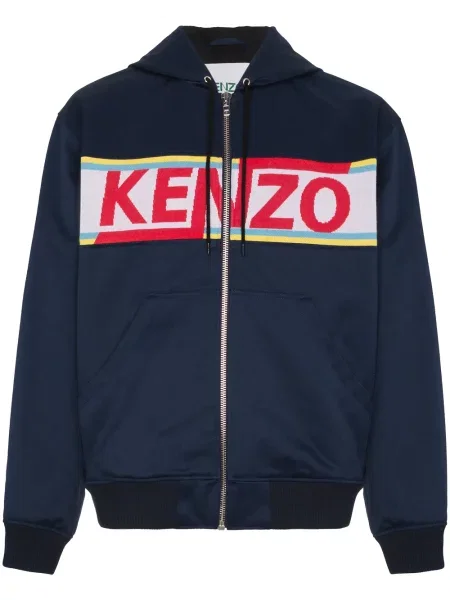 Hanorac cu glugă Kenzo cu autograf albastru