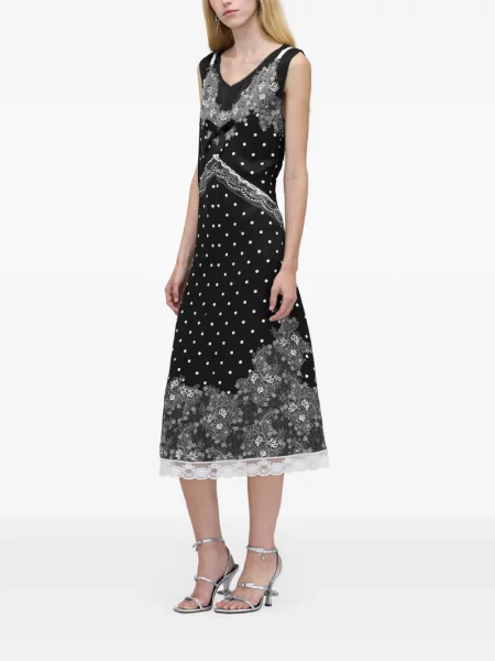 Taškuota nėriniuota midi suknelė Marc Jacobs iki kelių juoda