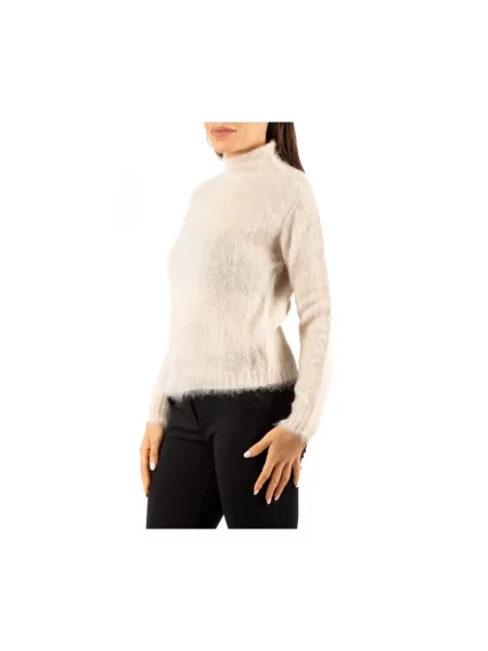 Sweter z golfem Max Mara Studio wełniany beżowy