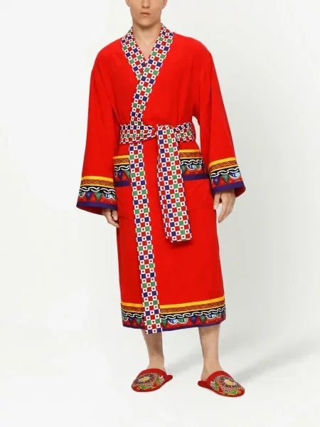 Raštuotas chalatas Dolce & Gabbana raudona