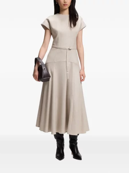 Cu centură rochie maxi Boss melange de flanelă